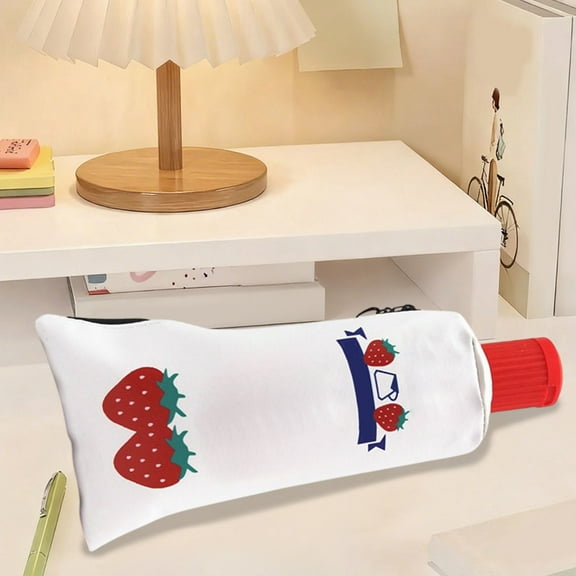 Toothpaste Shaped Pencil Case Student Stationery Box Built-in Sharpener Large Capacity Storage Pen Pouch Cute Design Faux Leather