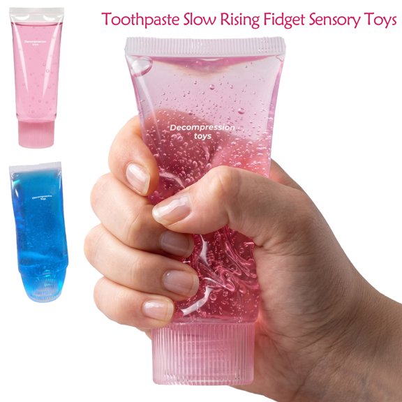 Toothpaste Slow Rising Fidget Sensory Toys Squishy Toy Glitter Stress Relief Squeeze for Anxiety Cute Desk Decor Gift for Kids Adults Office Home,Blue