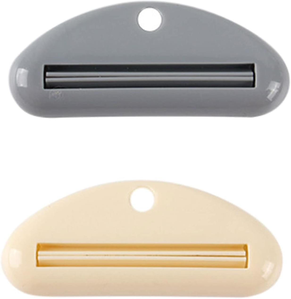 Toothpaste Squeezer Clip - 2pcs Toothpaste Tube Squeeze Roll Tool Dispenser Manual Plastic Tube Clips for Toothpaste Cosmetic Oil Cream Paint (Beige+Gre)