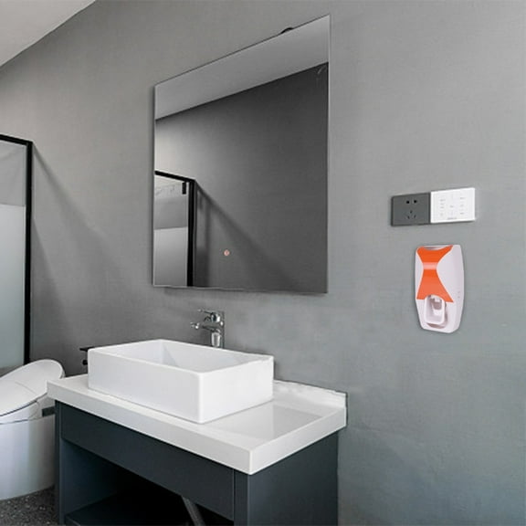 Toothpaste Squeezer & Dispenser | Lazy Toothpaste Pump with Toothbrush Holder | Hands-Free Hygienic Design | Holds 5 Toothbrushes | No Battery Needed | 14.5 x 7.2 x 6.5cm