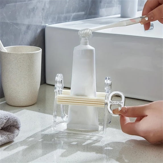Toothpaste Squeezer Roller Toothpaste Tube Squeezer Dispenser Squeezer with Rotatable Handle Toothpaste Tube Wringer Seat Holder Stand, Bathroom Products
