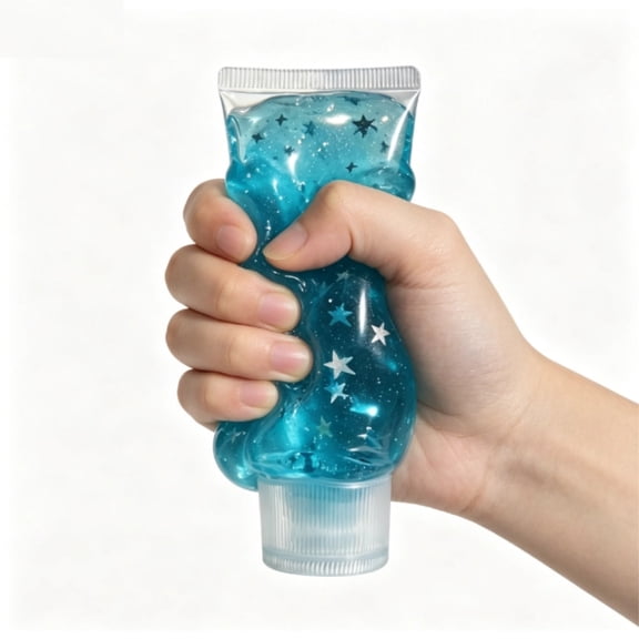 Toothpaste Squishies Toy, Transparent Toothpaste Tube Squeeze Toy Glitter Squishies, Toothpaste Squeezable Jam Squishies for Sensory Tool, Paste Feel for ASMR & Anxiety Relief (Blue)