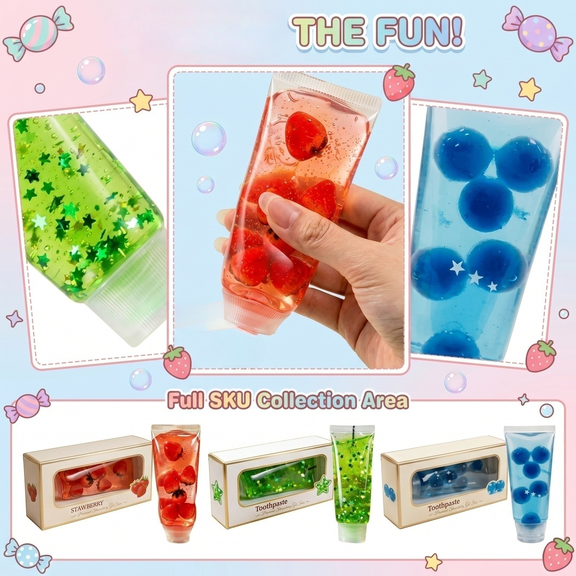 Toothpaste Squishy Toy, Transparent Toothpaste Tube Squeeze Toy Glitter Squishies, Toothpaste Squeezable Jam Squishy for Sensory Tool, Paste Feel for ASMR & Anxiety Relief Green,with Box