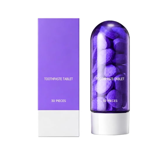 Toothpaste Tablets, Foaming Toothpaste, Purple Portable Oral Care Tablets Gentle Teeth Cleaning For Travel 30pcs