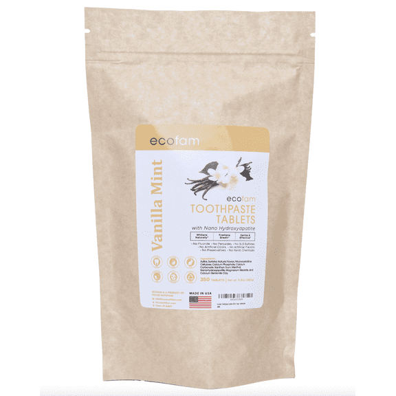 Toothpaste Tablets Vanilla Mint | Nano Hydroxyapatite Toothpaste Tablets Chewable | Fluoride Free l 350 Tabs