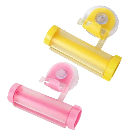 Toothpaste Tube Squeezer 2 Pack No Drill Wall Mount Cup Toothpaste Squeezer Roller for Bathroom Small Space Storage Housewarming Gift Plastic Organizer