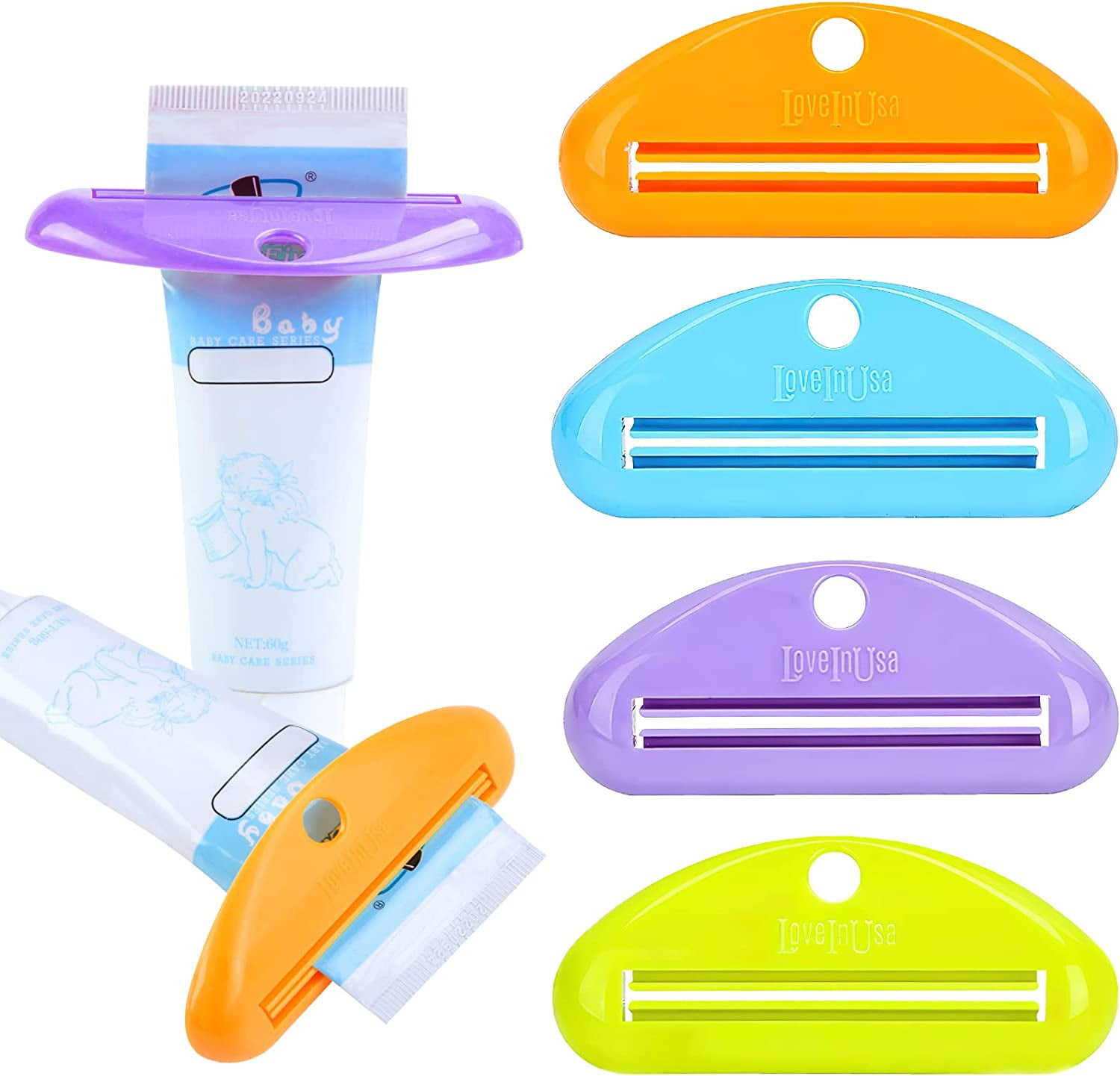 Toothpaste Tube Squeezer Dispenser, Hanging Toothpaste Clips Holder Holder Squeezer 4 Pack