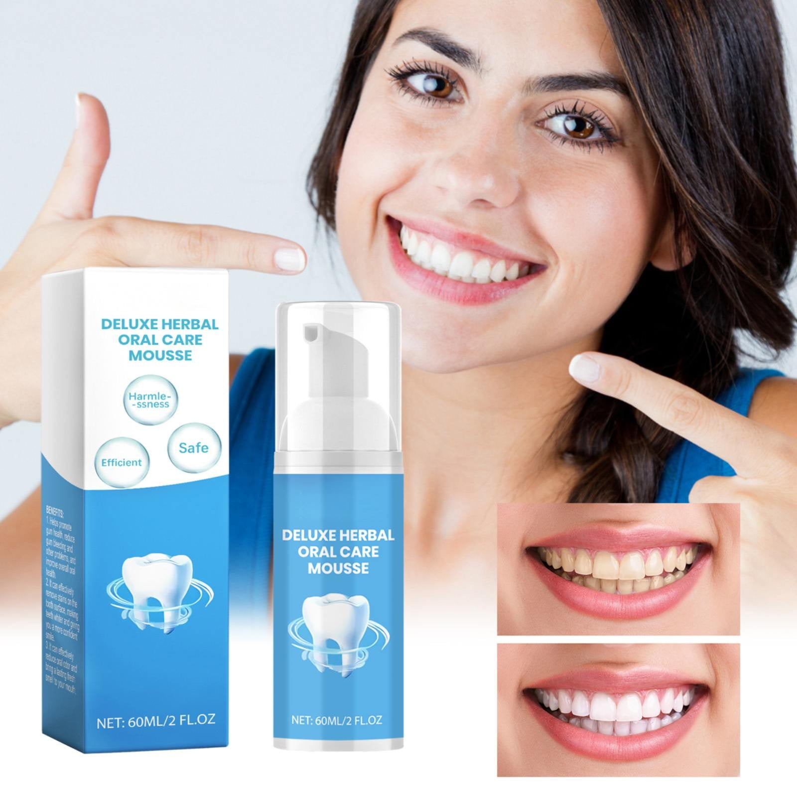 Toothpaste Whitening Foam, 60ml Baking Soda Foam Toothpaste Ultrafine