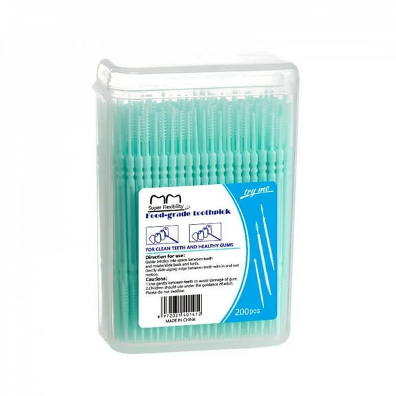 Toothpick Brush 200 PCs Boxed Plastic Toothpick Disposable Household Interdental Brush Teeth Picking Dental Floss