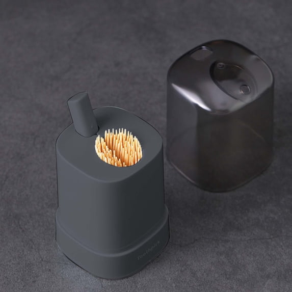 Toothpick Dispenser, Automatic Toothpick Holder Dispenser, for Kitchen Restaurant Sturdy Safe Container Gray toothpick holder.