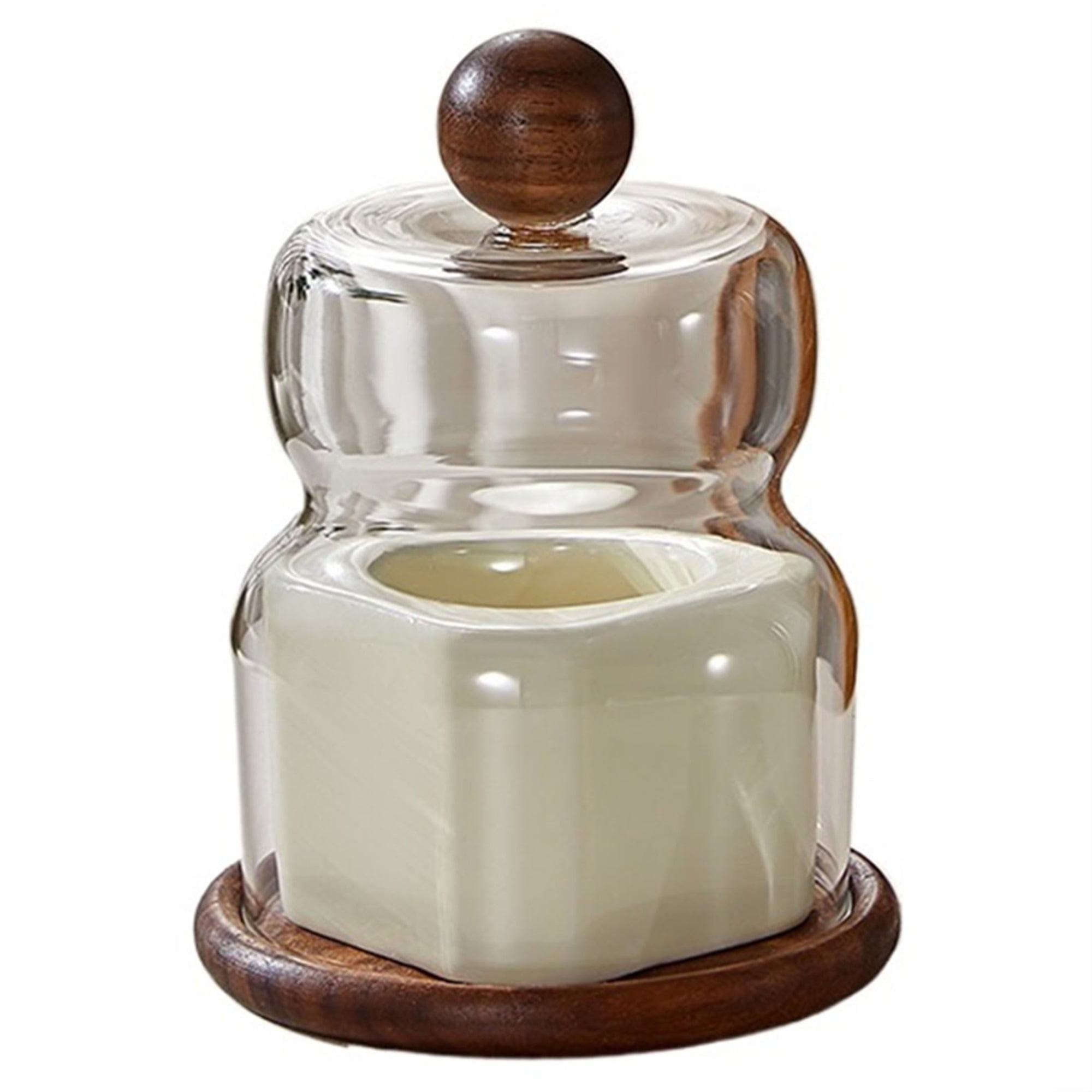 Toothpick Dispenser, Vintage Walnut Ceramic Toothpick Holder Floss Holder Cotton Swab Organiser