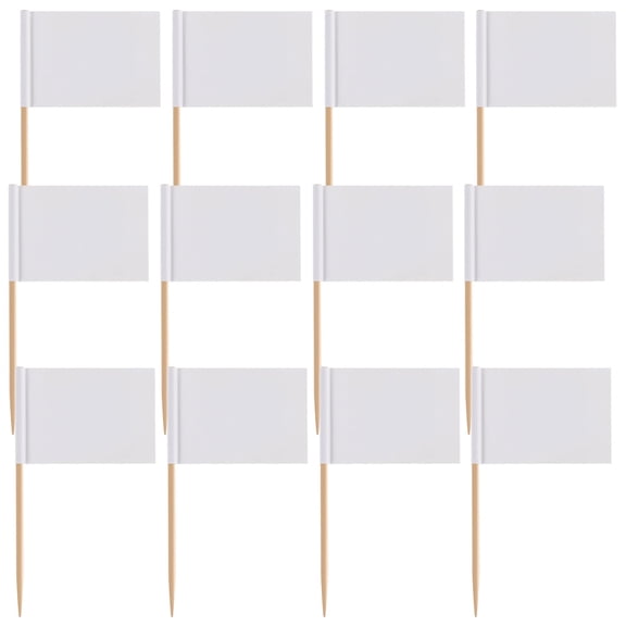 NIAIZEK White Wooden Cake Flags Toothpick Picks 200 Pieces for Party Decor, Baking Supplies, Cupcake Toppers