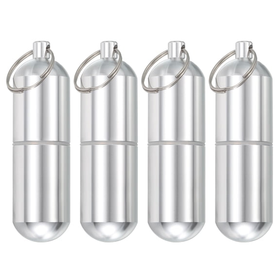 Toothpick Holder, 4Pcs - Aluminum Alloy Portable Toothpick Case, Waterproof Toothpick Pocket with Keychain (80mm)