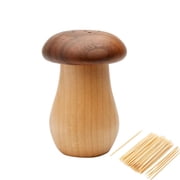 Agirlvct Toothpick Holder, Cute Mushroom Toothpick Dispenser, Kitchen Home Restaurant Dining Room Toothpick Container Hostess Gift for Friend Wooden Decoration (with 100 toothpicks)