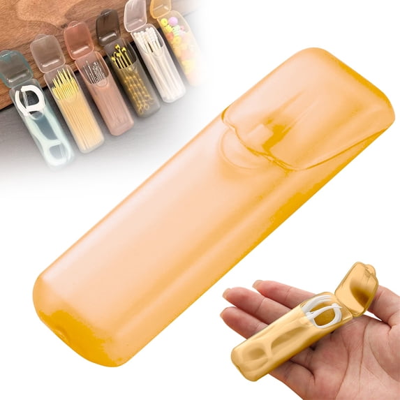 Toothpick Holder Ecohintz Portable Mini Toothpick Holder with Lid - 8.4*2.5Cm, Leak-Proof Design - Travel Case for Home, Kitchen, Restaurant - Perfect Pocket-Sized Storage Box, Mini Travel Case, F
