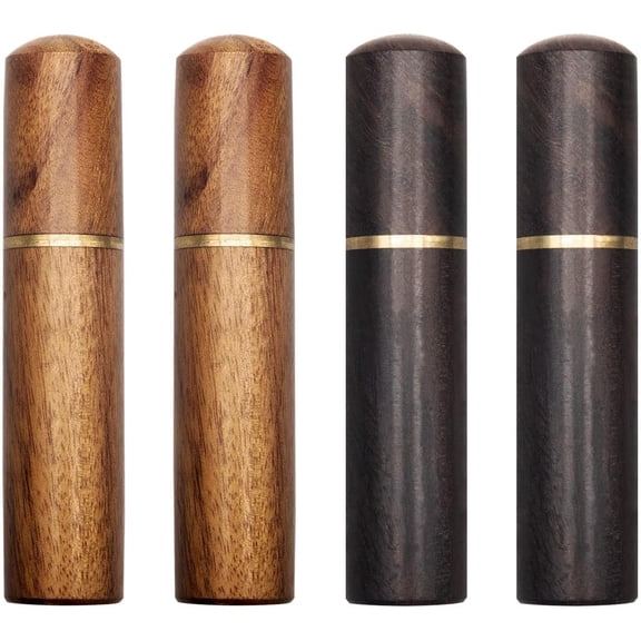 Toothpick Holder Portable Wood Toothpick Case Waterproof Handmade Craft Toothpick Pocket Box for Storage Toothpicks, Needle, Pill, Bead, Ear Pick, Cotton Swab and Other Small Object (4 Packs)