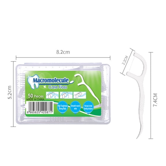 Toothpick,Sticks With Picks Tools Professional Care Tools Oral Care Portable Picks 2 In 50pcs 2-in-1 Picks With Scraper Tools Portable 2-in-1 Picks Scraper Oral Picks Brush Scraper Tools White