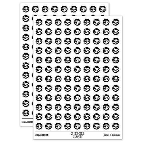 Toothy Angler Fish 200+ Round Stickers - White - Matte Finish - 0.50" Size