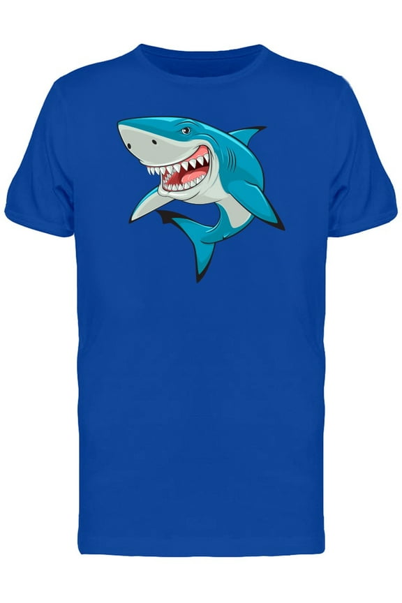 Toothy Blue Shark Cartoon T-Shirt Men -Image by Shutterstock, Male Small