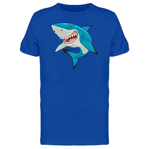 Toothy Blue Shark Cartoon T-Shirt Men -Image by Shutterstock, Male Small
