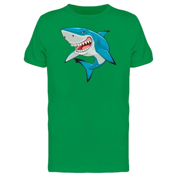 Toothy Blue Shark Cartoon Tee Men's -Image by Shutterstock