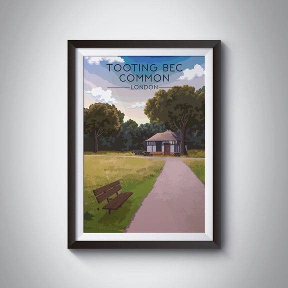 Tooting Bec Common London Poster, Southwest London Travel Print, Cafe, Wall Art Gift, Tooting Bec Lido, Wandsworth, Graveney, Streatham Sw16 Wall Art, Modern Wall Decor, 24x36 UNFRAMED