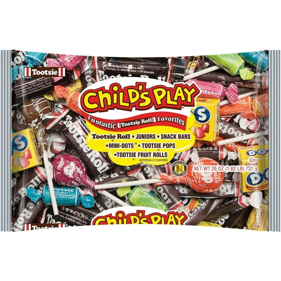 Tootsie Child's Play, Variety Candy Pack, 26 oz. Peanut Free, Gluten Free. Contains Milk and Soy. Egg May Be Present.