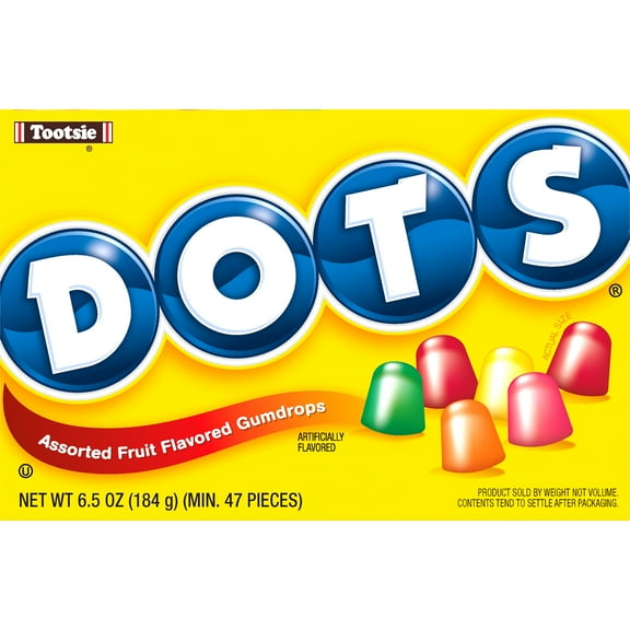 Tootsie, Dots Assorted Fruit Flavored Gumdrops, 6.5 oz. Peanut-Free, Gluten Free.