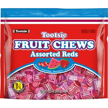 Tootsie Fruit Chews All Reds, Assorted Flavored Chewy Taffy, 11.5 oz Stand Up Pouch