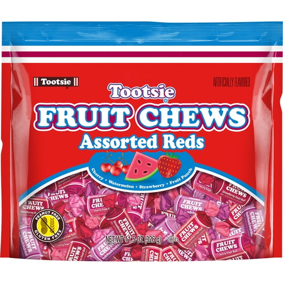 Tootsie Roll, Fruit Chews All Reds, Assorted Flavored Chewy Taffy, 11.5 oz