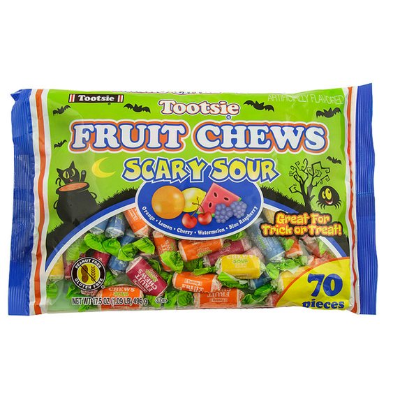 Tootsie Fruit Chews Scary Sour 70 count 17.5 oz. Bag