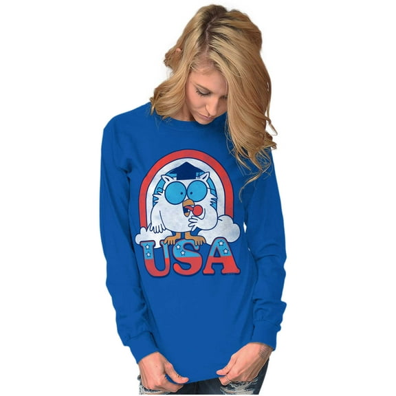 Tootsie Mr Owl American Patriot USA Long Sleeve TShirt Men Women Brisco Brands X