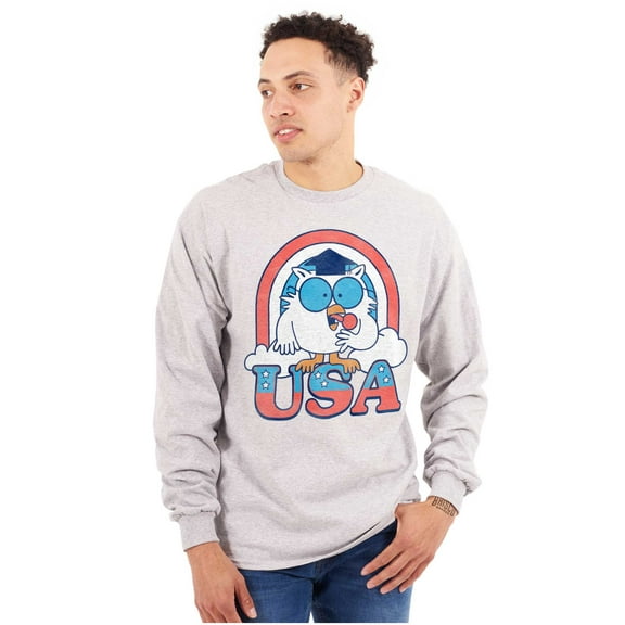 Tootsie Mr Owl American Patriot USA Unisex Plus Size Long Sleeve Shirt Brisco Brands 3X