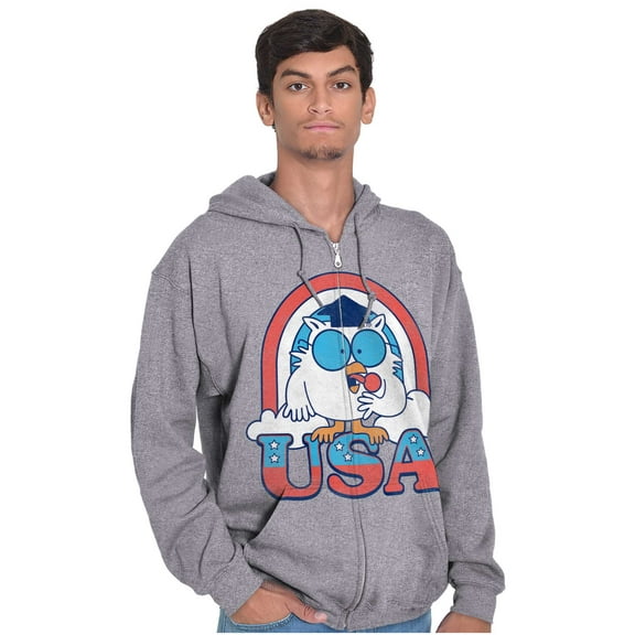 Tootsie Mr Owl American Patriot USA Unisex Plus Size Zip Hoodie Brisco Brands 5X
