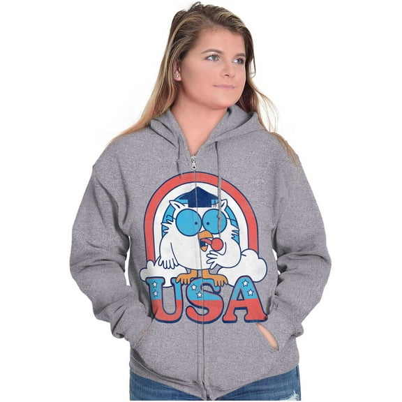 Tootsie Mr Owl American Patriot USA Zip Up Hoodie Men's Women's Brisco Brands S