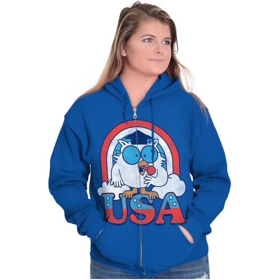 Tootsie Mr Owl American Patriot USA Zip Up Hoodie Men's Women's Brisco Brands S