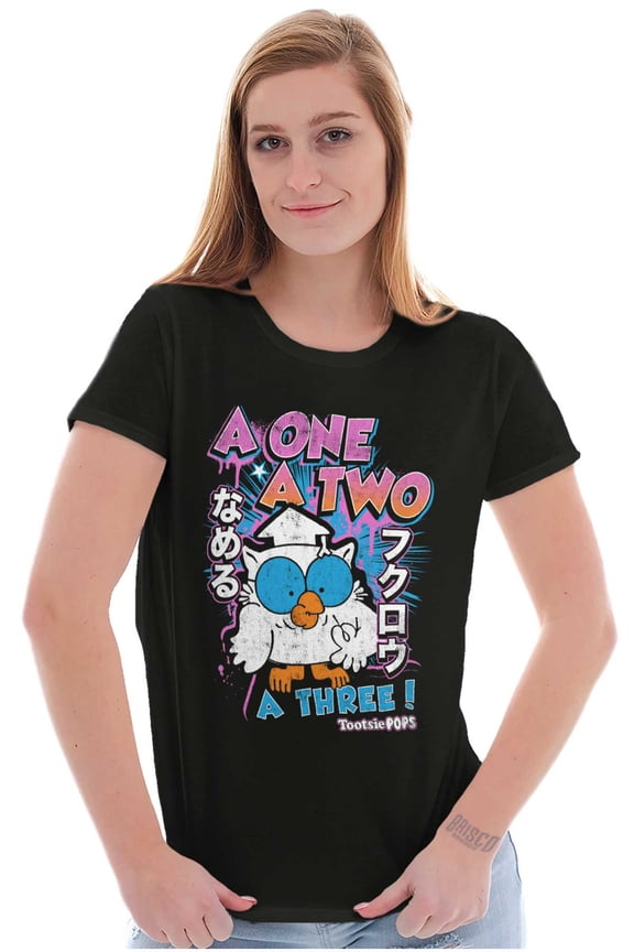 Tootsie Mr Owl Kanji One Two Three Womens Slim Fit Graphic Tee Brisco Brands M