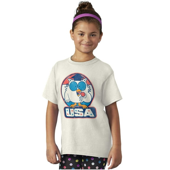 Tootsie Mr Owl USA American Patriot Crewneck T Shirts Boy Girl Teen Brisco Brands L