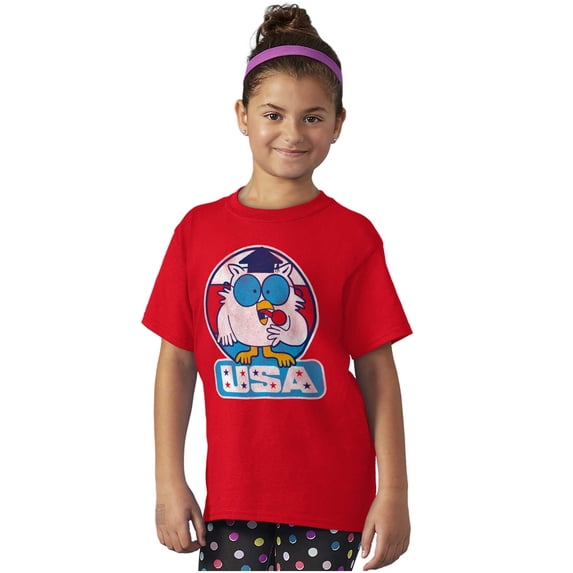 Tootsie Mr Owl USA American Patriot Crewneck T Shirts Boy Girl Teen Brisco Brands M