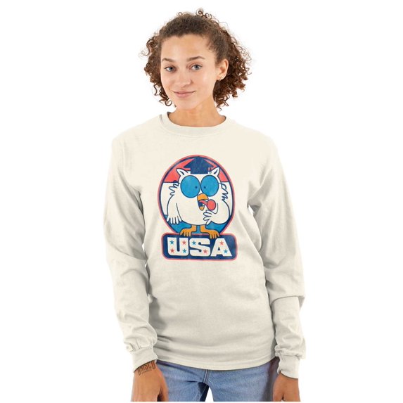 Tootsie Mr Owl USA American Patriot Long Sleeve TShirt Men Women Brisco Brands S
