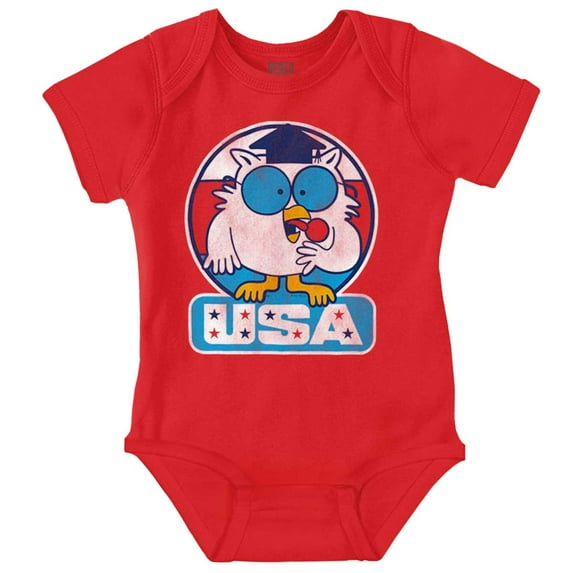 Tootsie Mr Owl USA American Patriot Romper Boys or Girls Infant Baby Brisco Brands 18M