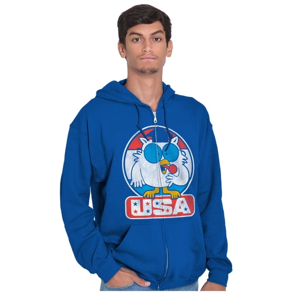 Tootsie Mr Owl USA American Patriot Unisex Plus Size Zip Hoodie Brisco Brands 2X