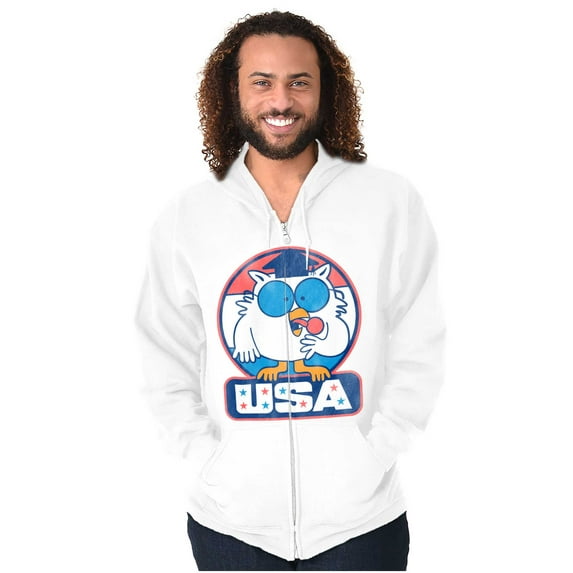 Tootsie Mr Owl USA American Patriot Unisex Plus Size Zip Hoodie Brisco Brands 4X