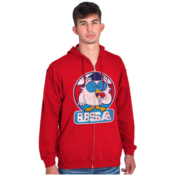 Tootsie Mr Owl USA American Patriot Unisex Plus Size Zip Hoodie Brisco Brands 4X