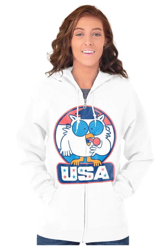 Tootsie Mr Owl USA American Patriot Zip Up Hoodie Men's Women's Brisco Brands L