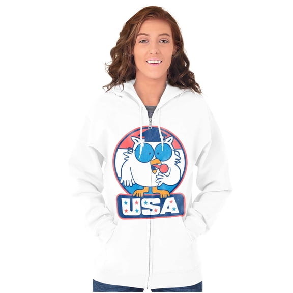 Tootsie Mr Owl USA American Patriot Zip Up Hoodie Men's Women's Brisco Brands M