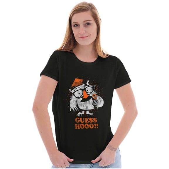 Tootsie Owl Halloween Guess Hoo Pun Women's T Shirt Ladies Tee Brisco Brands S