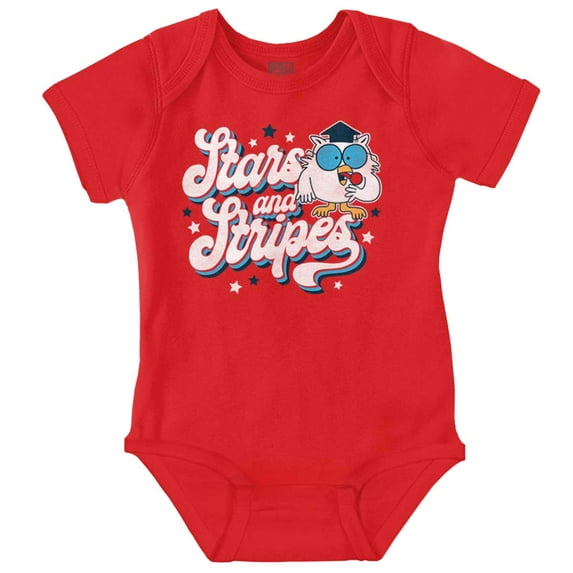 Tootsie Owl USA Stars and Stripes Romper Boys or Girls Infant Baby Brisco Brands 12M