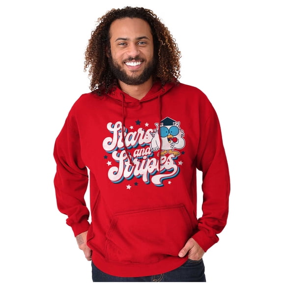 Tootsie Owl USA Stars and Stripes Unisex Plus Size Hoodie Brisco Brands 2X