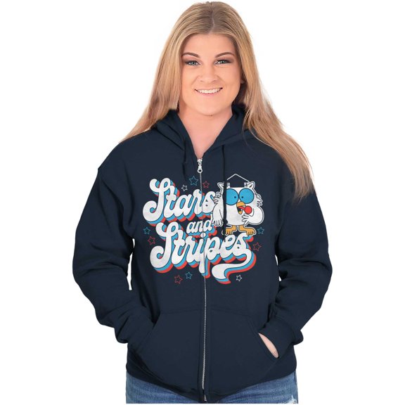 Tootsie Owl USA Stars and Stripes Zip Up Hoodie Men's Women's Brisco Brands S